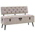 Vidaxl Storage Bench Cream Engineered Wood 43.3 Inches Storage Bench 20.5 X 43.3 X 29.5 In