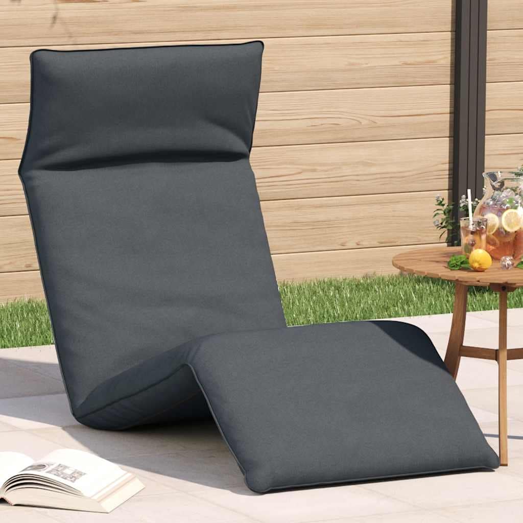 Vidaxl Sun Lounger Gray Oxford Fabric Metal Foam Large Collapsible 21.3 X 68.9 X 3.3 In