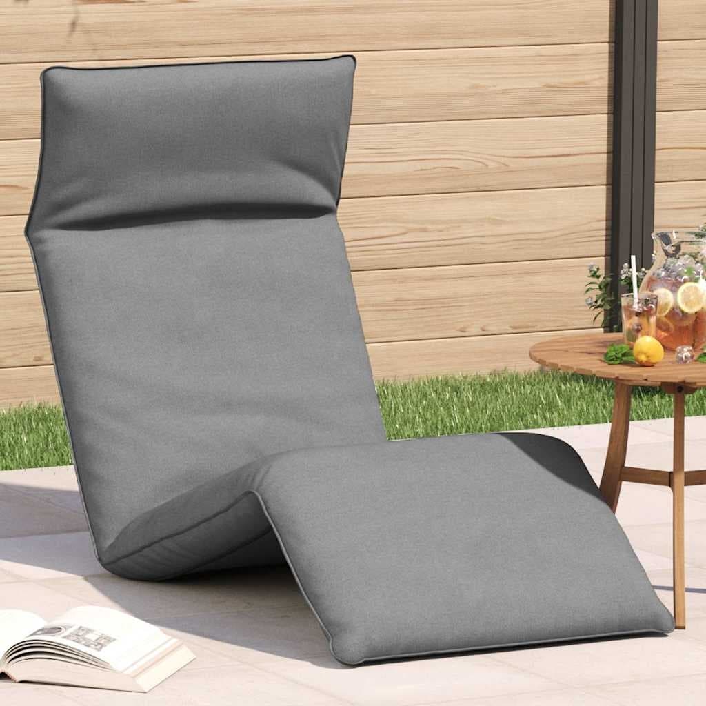 Vidaxl Sun Lounger Grey Oxford Fabric 100 Polyester Metal Foam 21.3 X 68.9 X 3.3 In