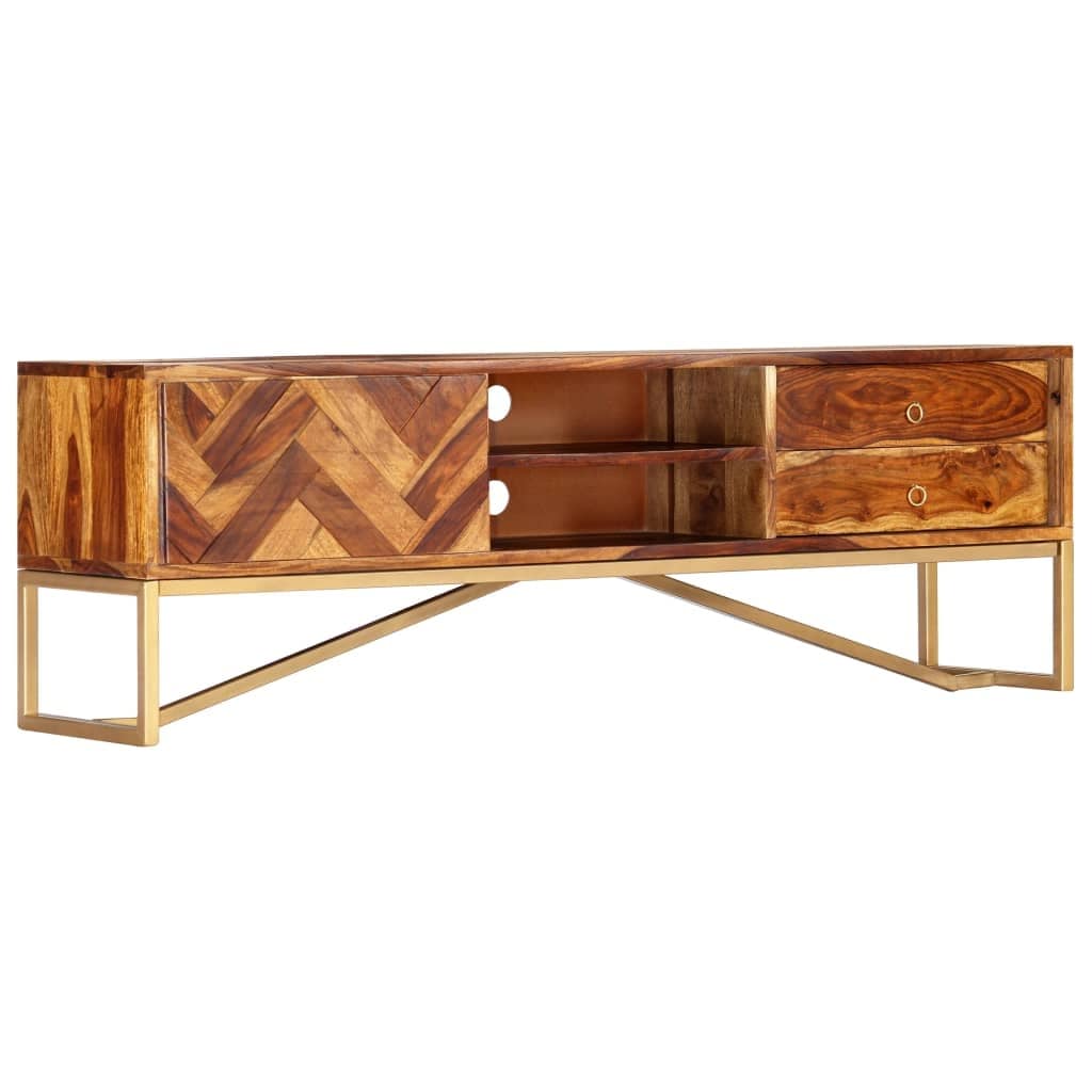 Vidaxl Tv Cabinet 55.1 X11.8 X17.7 Solid Sheesham Wood