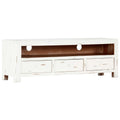 Vidaxl Tv Cabinet White 47.2 X11.8 X15.7 Solid Acacia Wood