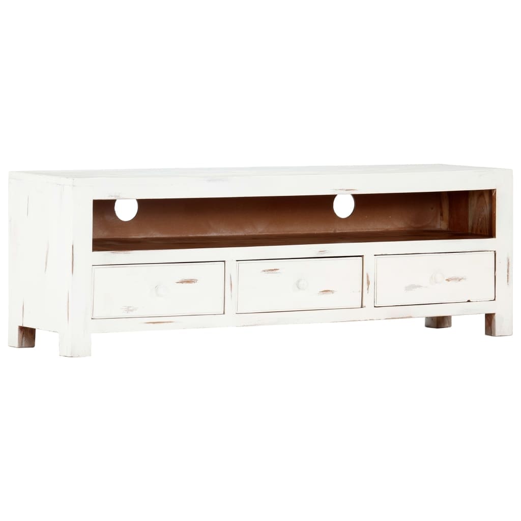Vidaxl Tv Cabinet White 47.2 X11.8 X15.7 Solid Acacia Wood