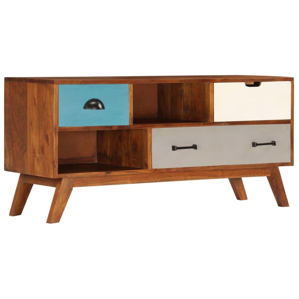 Vidaxl Tv Cabinet With 3 Drawers 43.3 X13.7 X19.6 Solid Acacia