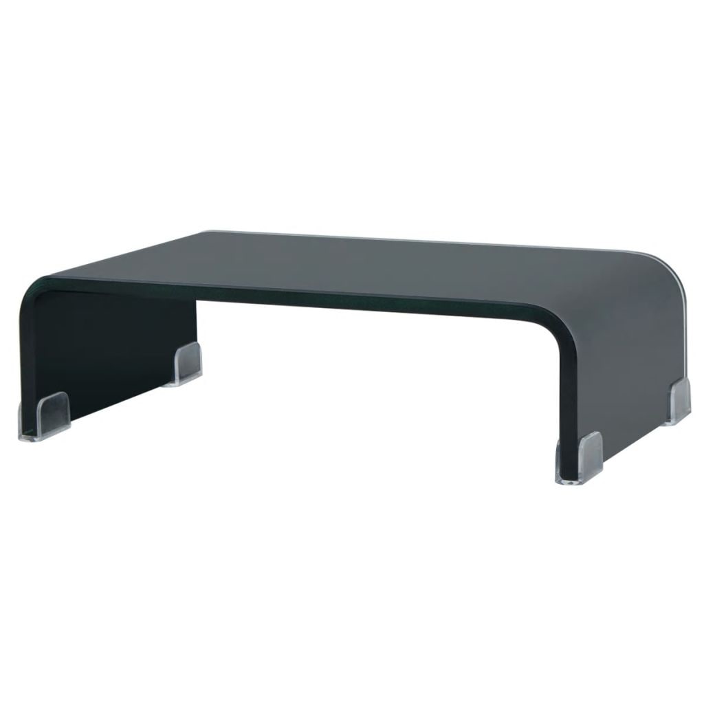 Vidaxl Tv Stand Monitor Riser Glass Black 15.7 X9.8 X4.3