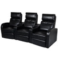 Vidaxl Artificial Leather Home Cinema Recliner Reclining Sofa 3 Seat Black