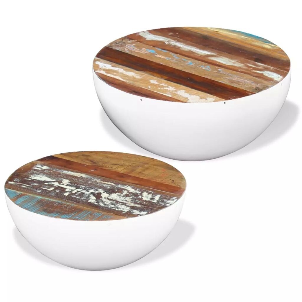 Vidaxl Two Piece Bowl Shaped Coffee Table Set Solid Reclaimed Wood