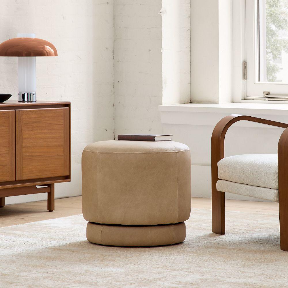 Viv Swivel Leather Footstool Ottoman