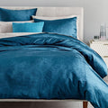 Washed Cotton Lustre Velvet Duvet Cover & Pillowcases - Regal Blue