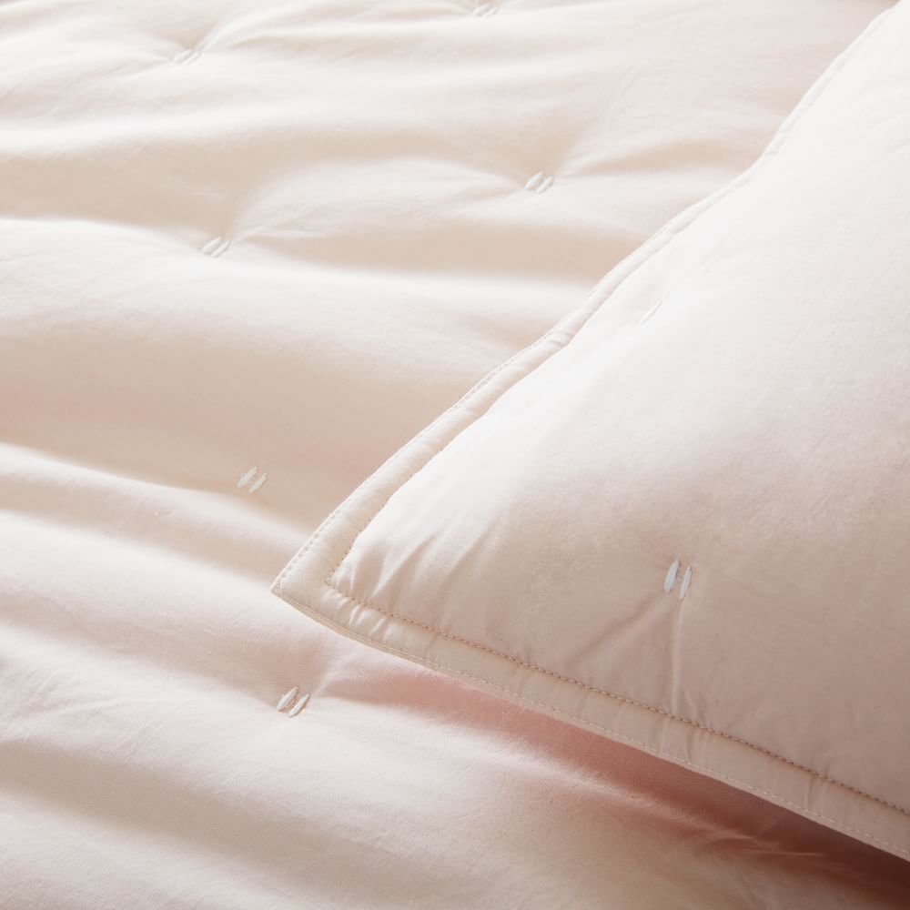 Organic Washed Cotton Percale Bedspread & Pillowcases - Pink Champagne