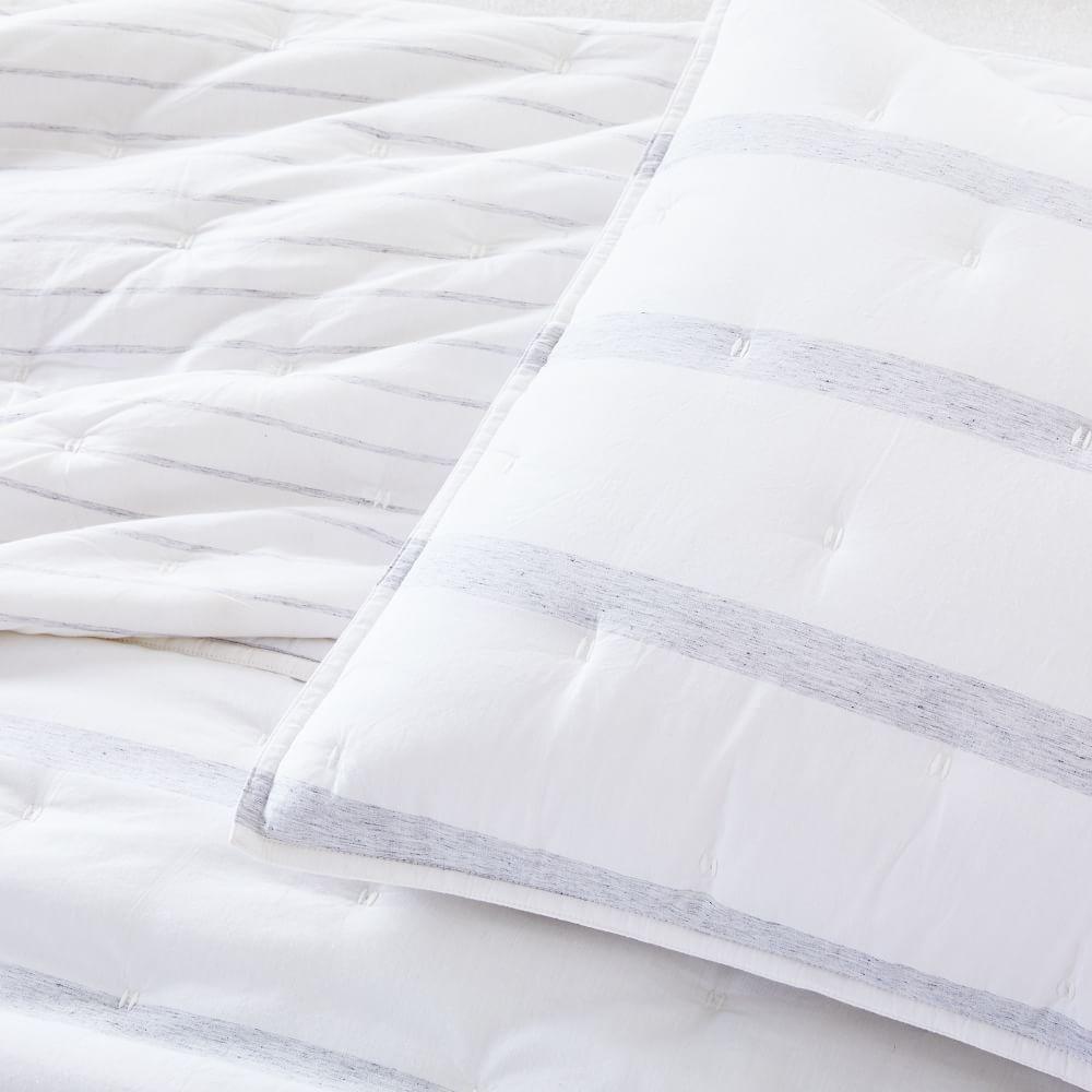 Washed Cotton Percale Reversible Melange Stripe Bedspread