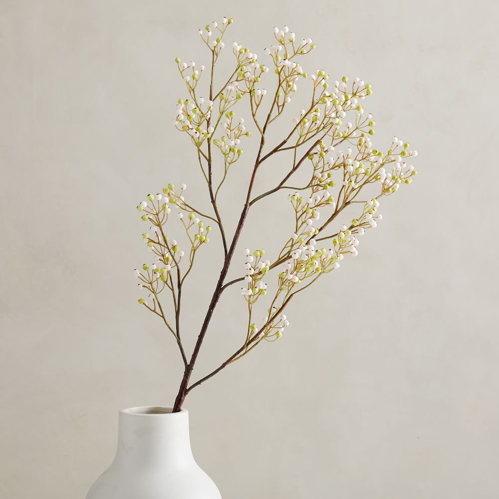 Faux White Berry Branch