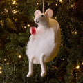 White Mice Drinking Felt Bauble