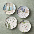 Winter Activities Ceramic Salad Plate Sets