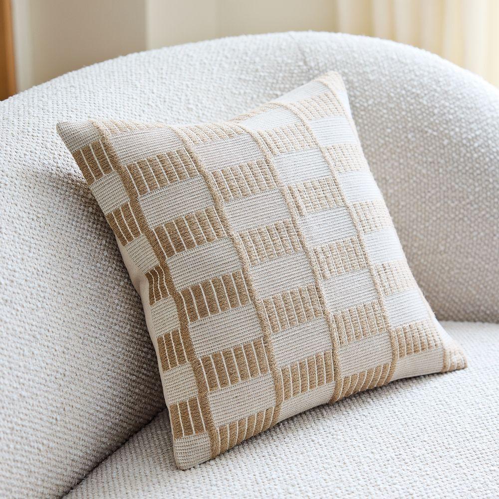 Woven Checker Jute Cushion Cover