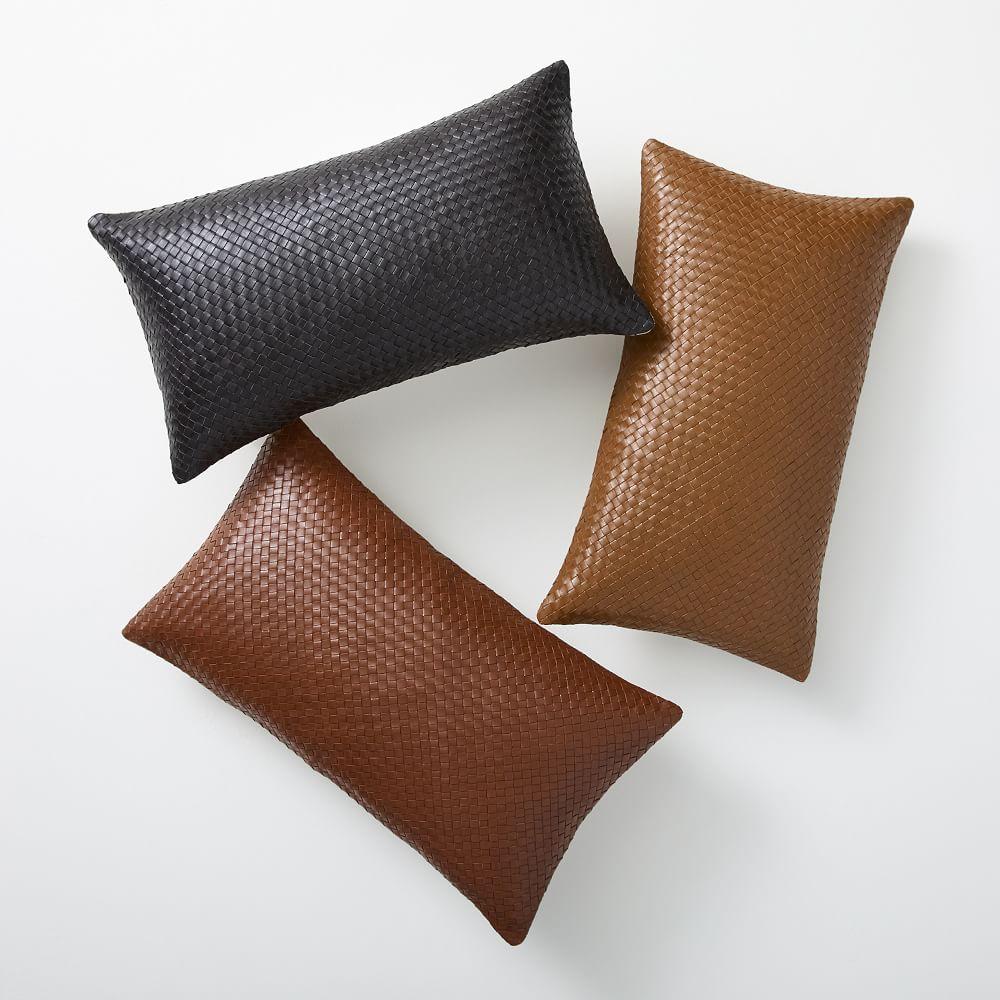 Woven Leather Cushion Cover