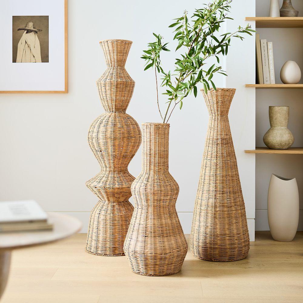 Woven Wicker Floor Vases