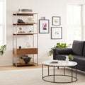 Zane Wide Bookshelf w/ Drawer - Cool Walnut